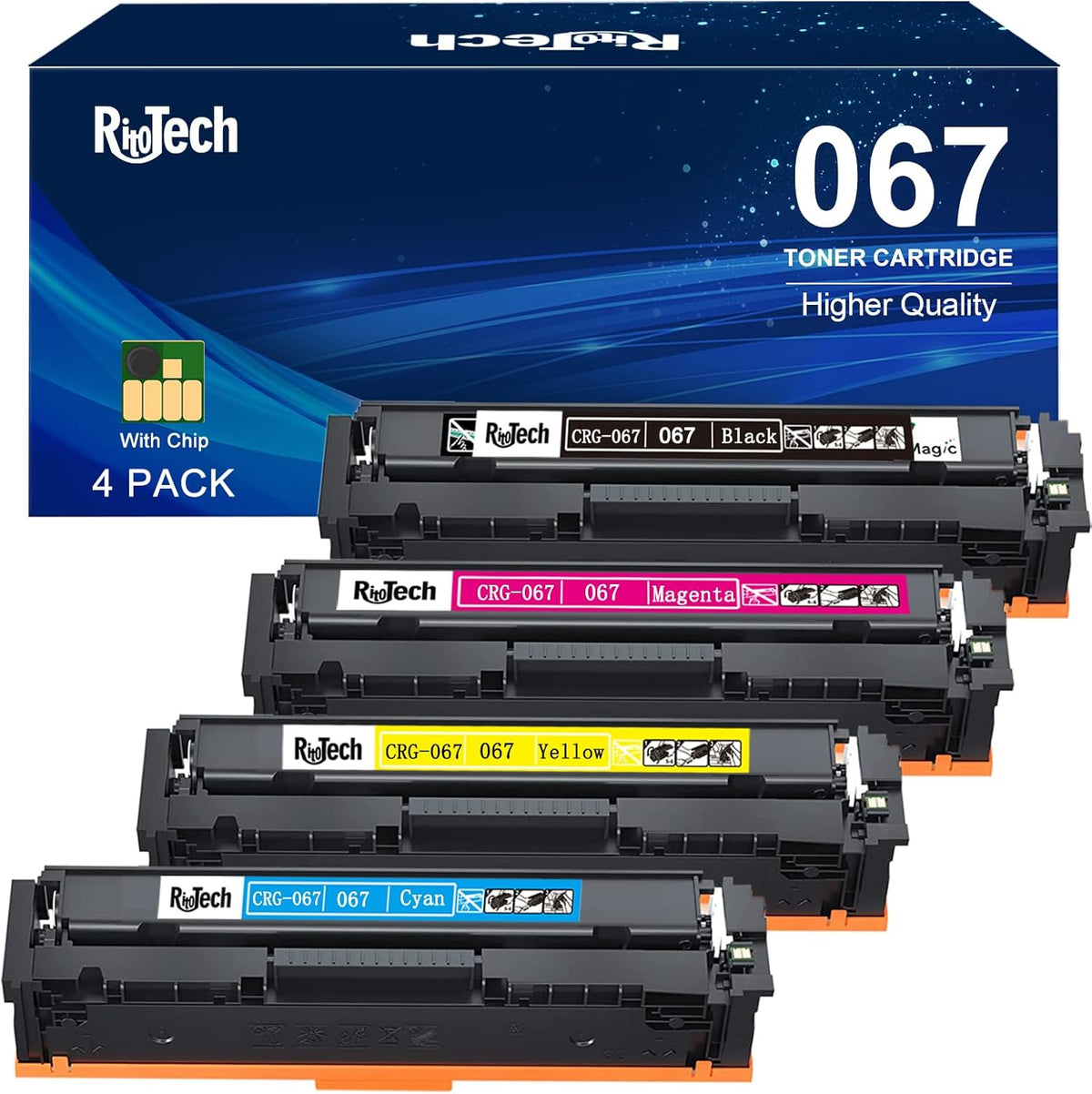 067 Toner Cartridge,for Canon 067 067H Black Cyan Yellow Magenta Replacement for imageCLASS MF654Cdw MF656Cdw MF653Cdw LBP633Cdw LBP632Cdw MF652Cw MF652Cdw Printer,4 Pack with Chip