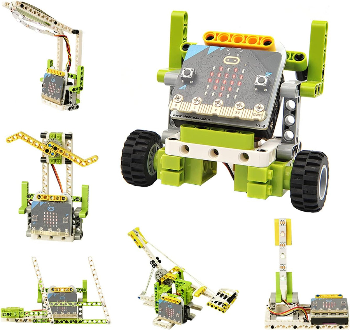 6-in-1 Programmable 200+ ELECFREAKS microbit Ring:bit Starter Kit, Makecode Coding Learning Kit with Building