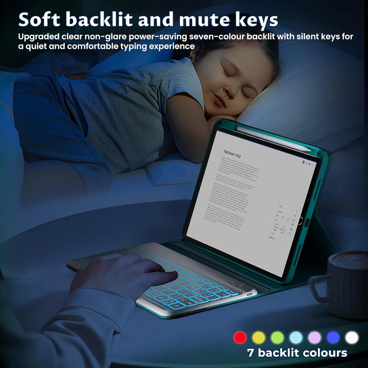 OYEEICE for iPad 9th Generation Case with Keyboard - Detachable Backlit Keyboard - 360 Rotatable Cover with Pencil Holder for iPad 9th/8th/7th Gen, iPad Air 3rd Gen & iPad Pro 10.5" - Teal