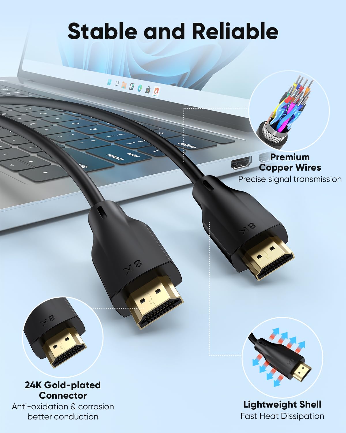 8K 3FT 10 Pack, 48Gbps 2.1 8K@60Hz, 4K@120Hz, HDR10+, 3D, Dolby, PS5/4, HDMI Cable Ultra High Speed HDMI Cable eARC