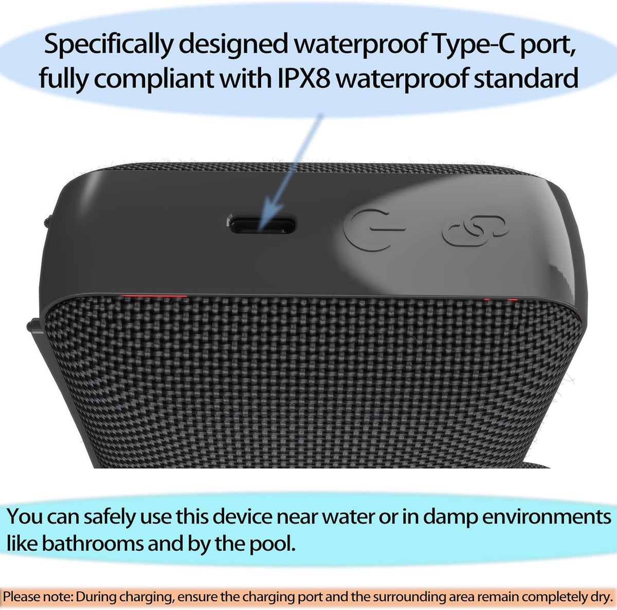 AF AUDIO FANTASY BP26 IP68 5.3 Bluetooth Shower Speaker,Portable Bluetooth Speaker, Hi-Fi Sound, Waterproof