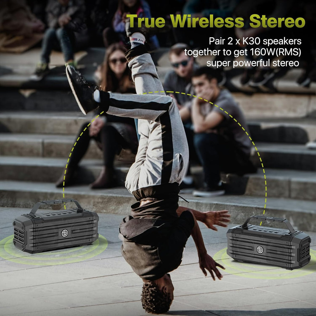 Bluetooth Speaker 120W Peak 80W Portable Wireless Hi-Fi Loud Outdoor IPX6 Waterproof Big Party Speakers with Deep Bass, TWS Pairing, DSP Sound Boombox for Home Camping Beach