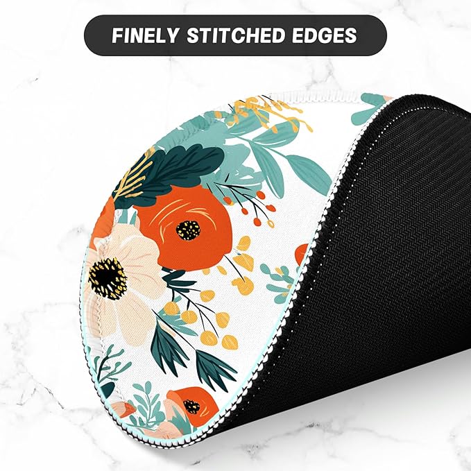 ITNRSIIET Round Mouse Pad with Stitched Edge Premium-Textured Waterproof Non-Slip Rubber Base Desktop Protection Mat Diameter 8.7 inches, Beautiful Flowers