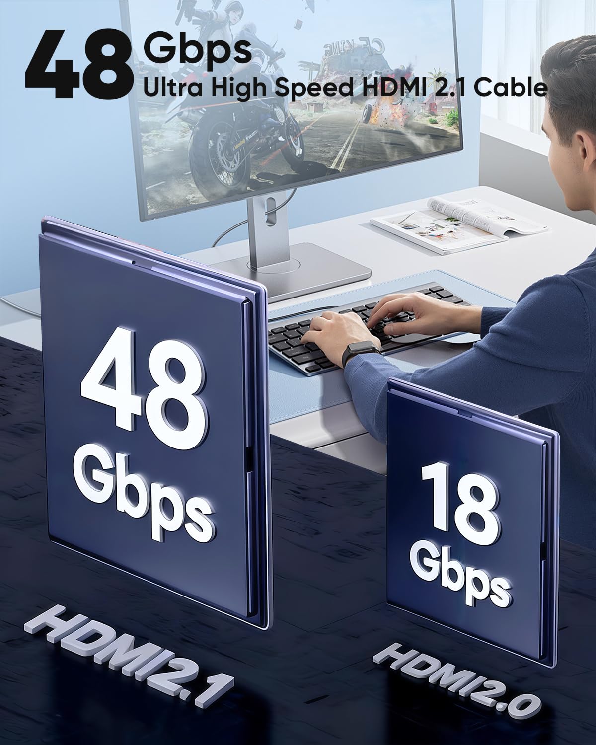 8K 3FT 10 Pack, 48Gbps 2.1 8K@60Hz, 4K@120Hz, HDR10+, 3D, Dolby, PS5/4, HDMI Cable Ultra High Speed HDMI Cable eARC