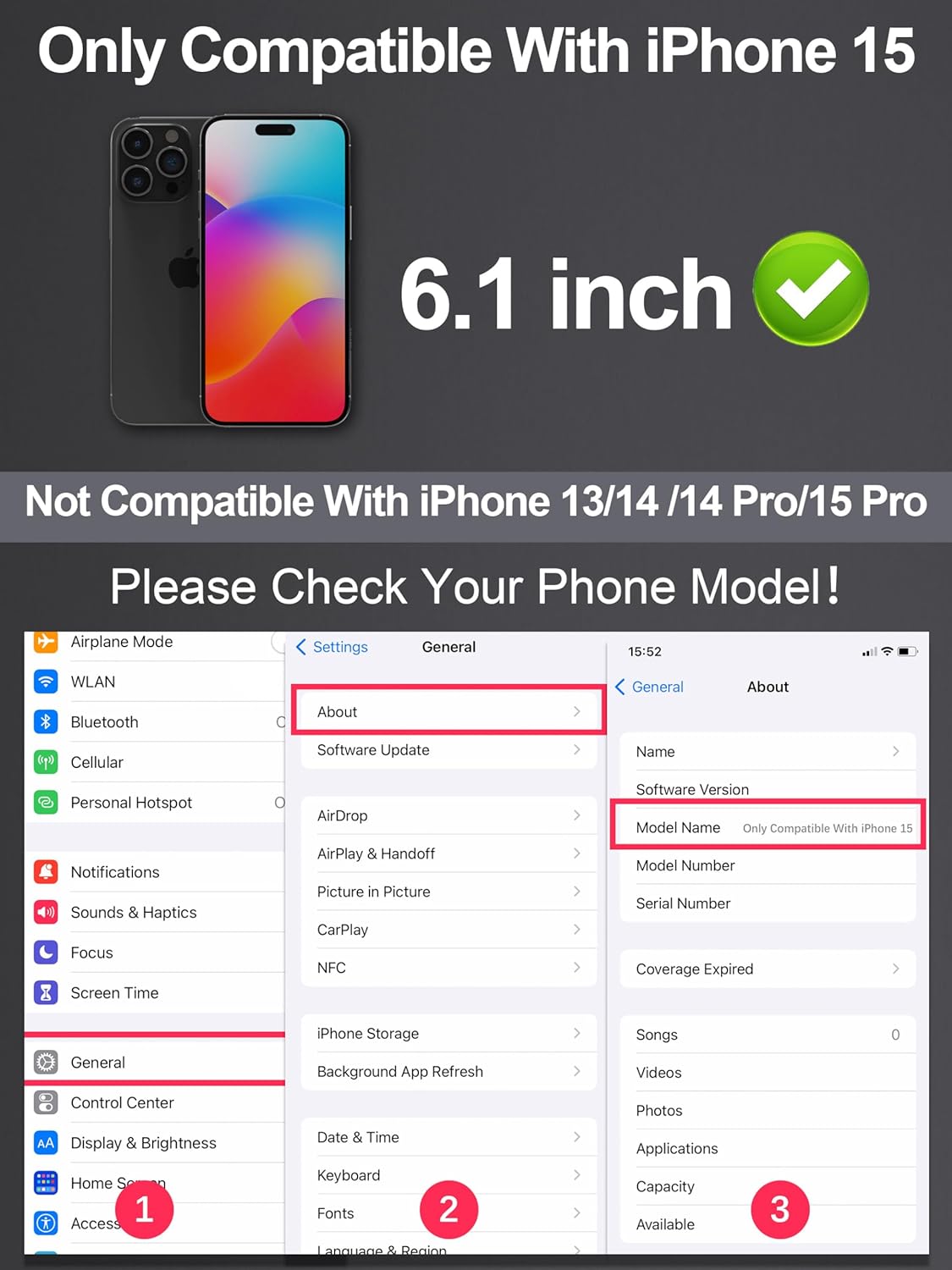 2 Pack Matte Screen Protector for iPhone 15-6.1 inch, Anti-Fingerprint & Anti-Glare Screen Protector Tempered Glass Easy Installation