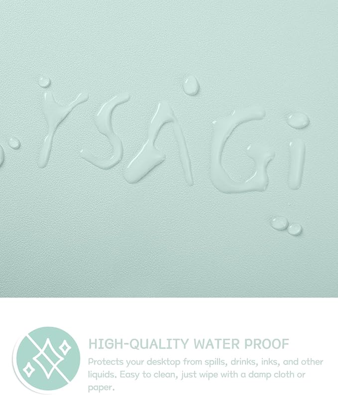 YSAGi Non-Slip Leather Desk Pad, Waterproof Laptop Computer Desk Keyboard Mat, Table Protector Blotter Mat, Large Mouse Pad for Office/Work/Home/Decor(Mint Green, 31.5" x 15.7")