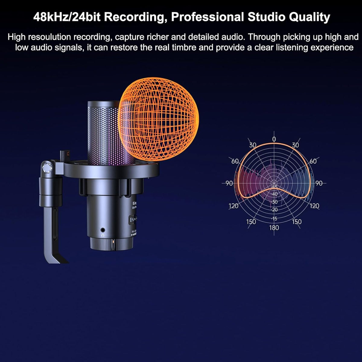 COMICA Uni Pro D Wireless USB Microphone for Computer and Smartphone,48kHz/24bit RGB Cardioid Condenser Gaming Mic for Podcasting,Streaming,Recording,Music Creation,with Desktop Stand-Black