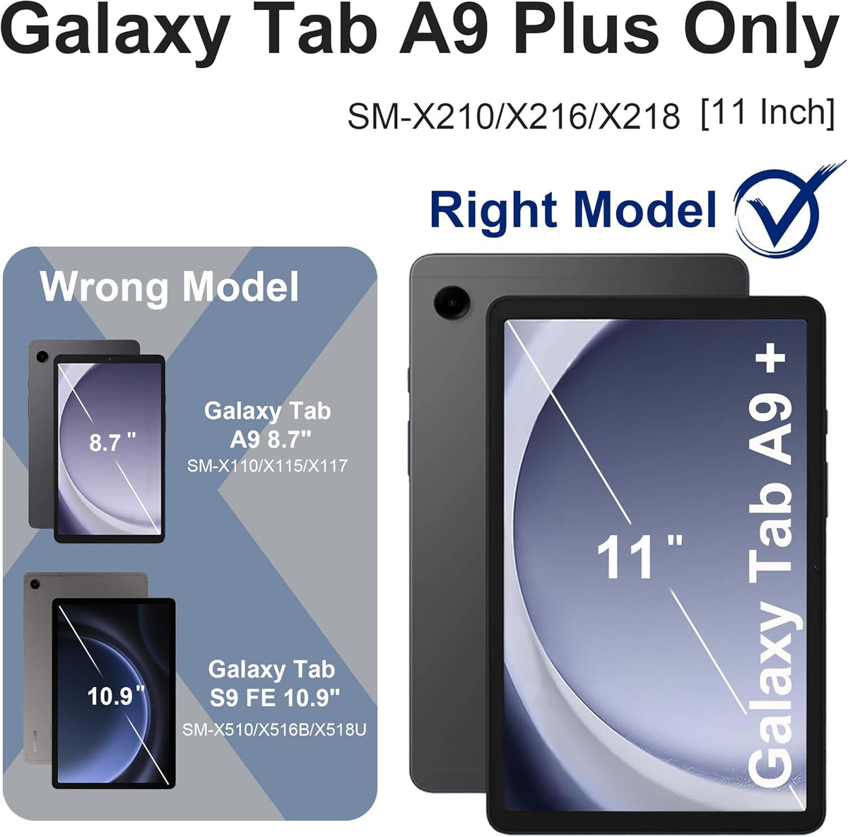 for Galaxy Tab A9 Plus Case 11 Inch, Rugged Case for Samsung Galaxy A9+ Tablet with Screen Protector 360 Rotating Stand Shoulder Strap Pen Holder, 2023 Model(SM-X210/X216/218), Navy Pink