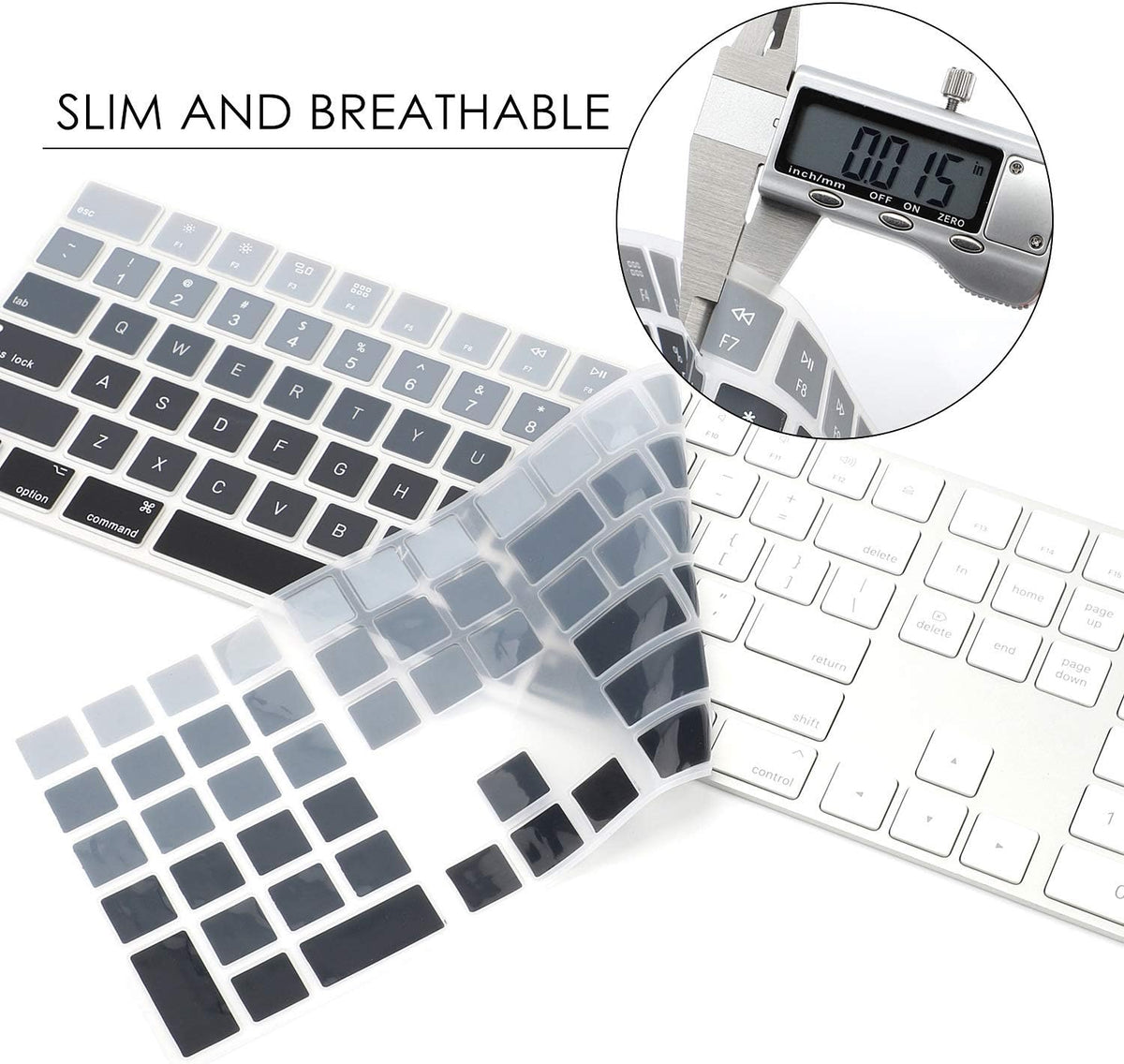 Allinside Ombre Gray Cover for Apple iMac Magic Wireless Keyboard with Numeric Keypad MQ052LL/A A1843 US Layout