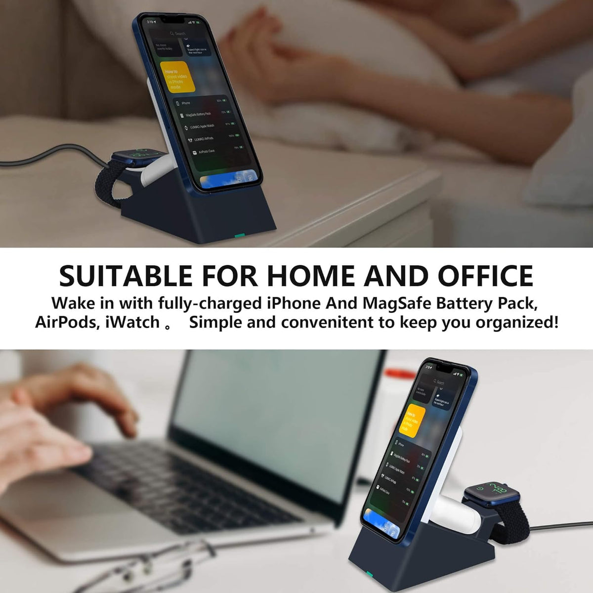 Suitable for iPhone MagSafe Battery Park Wireless Charging Stand, 3in1 Charging at The Same time. Support PD20W Output. Compatible with Apple Watch/Airpods Charging