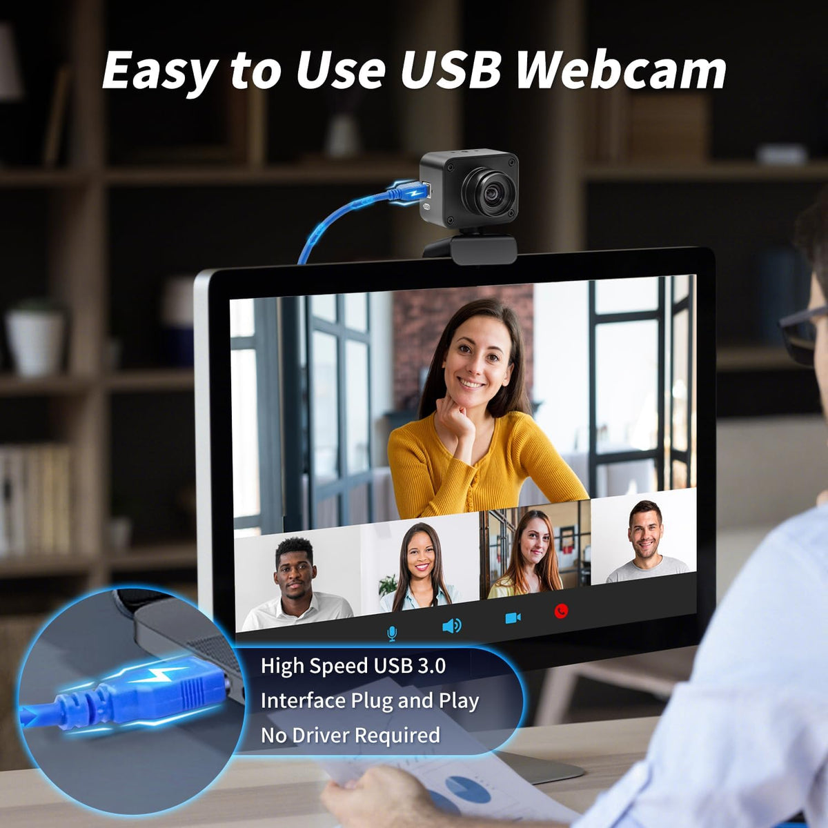 MOKOSE USB Camera 4K, USB3.0 Manual Focus Webcam with 4.2mm Wide Angle Lens, IMX678 1/1.8" 8MP Sensor Support YUY2, Web Camera for Desktop Computer Laptop