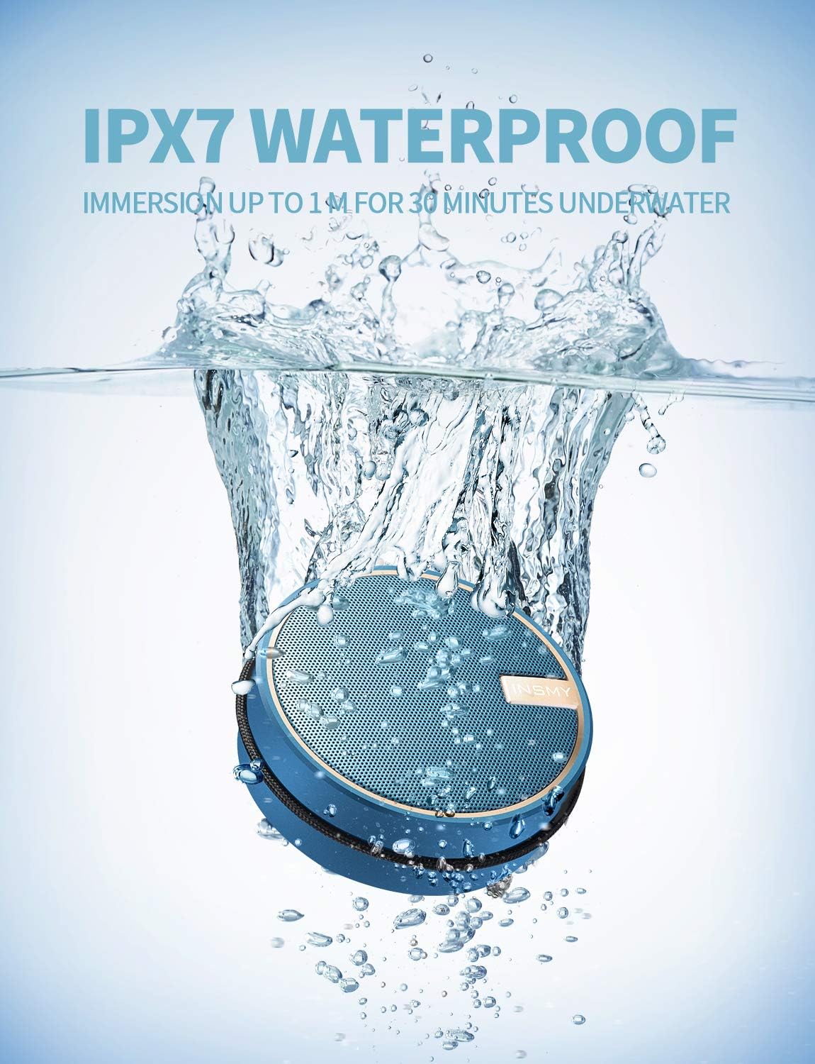 INSMY C12 IPX7 Waterproof Shower Bluetooth Speaker, Portable Small Speaker, Speakers Bluetooth Wireless Loud Clear Sound Support TF CSuard ction Cup for Outdoor Kayak Canoe Beach Gift (Navy)