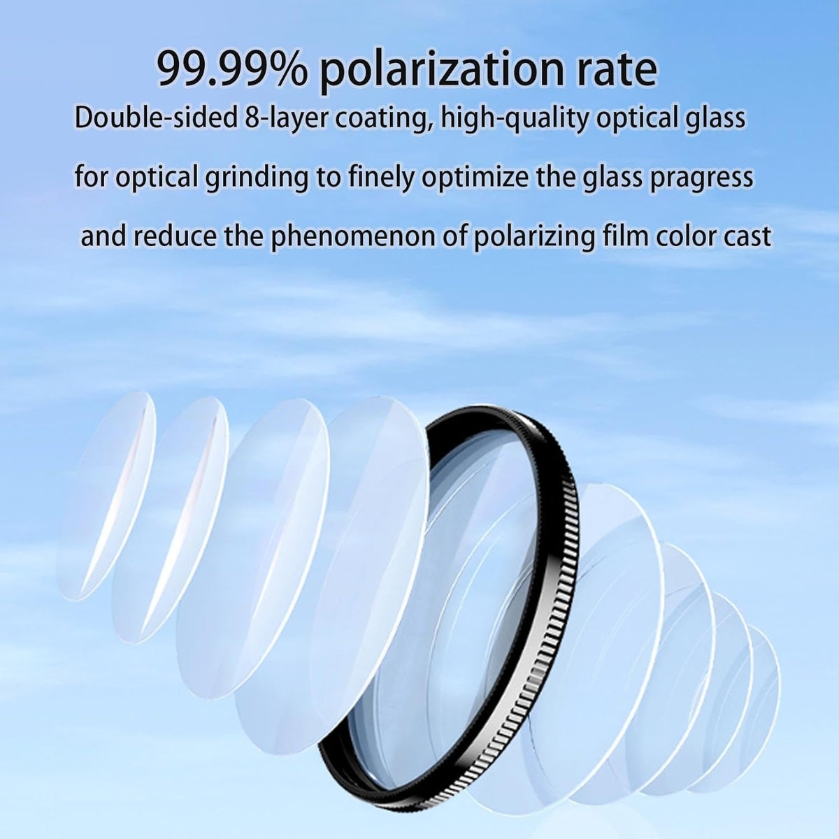 52mm Clip-On Cpl Phone Camera Lens Filter Kit, Circular Polarizer Polarizing Filter Compatible with Most Cell Phones, Cell Phone Lens Polarizing Filter for Iphone with Cleaning Cloth and Case Box(1pcs