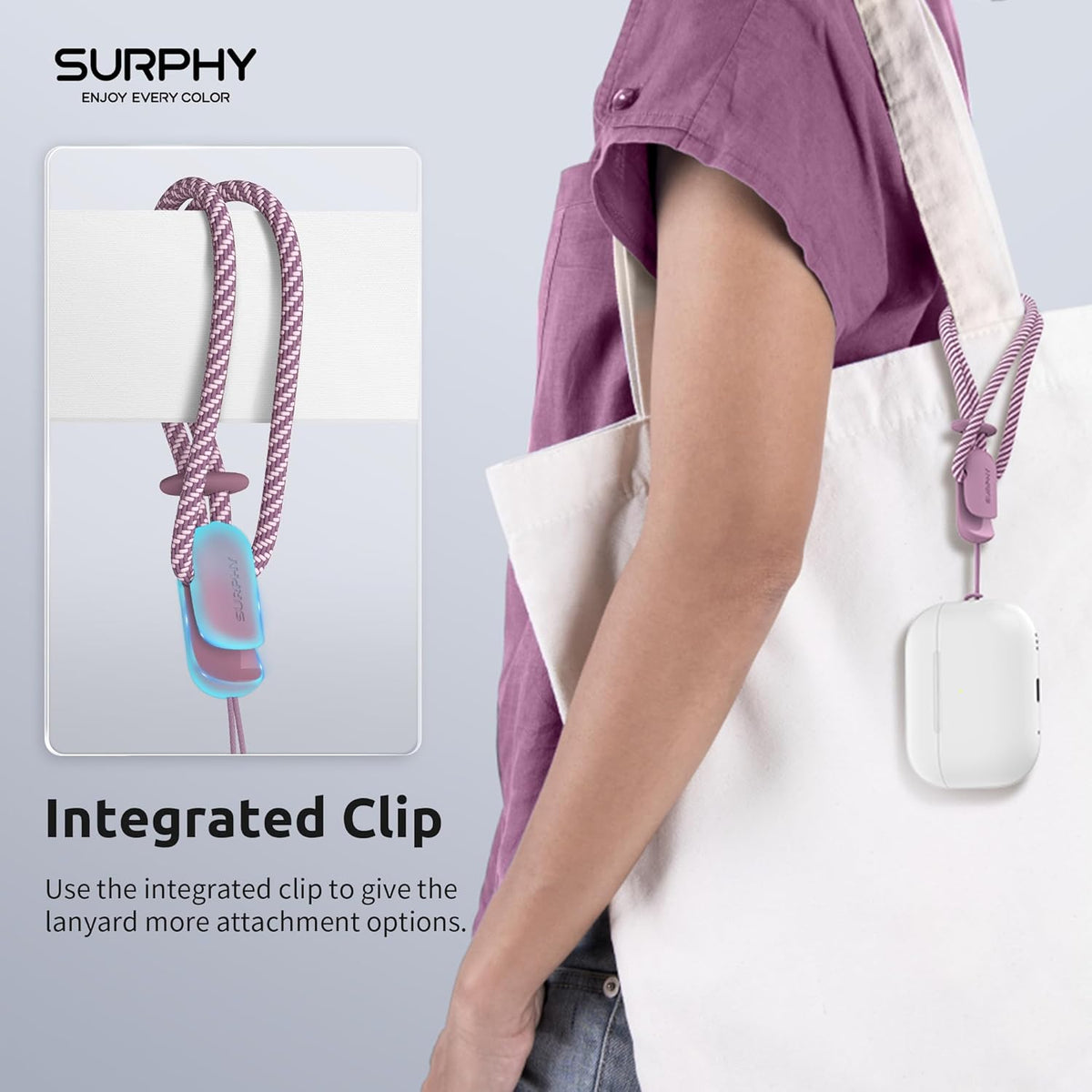 SURPHY 2 Pack Phone Lanyard for Cellphone Case, Phone Wrist Strap for Case, Cellphone Strap with 2-Color Braided, Charm Wrist Lanyard for Women and Men, Lilac Purple & Gray