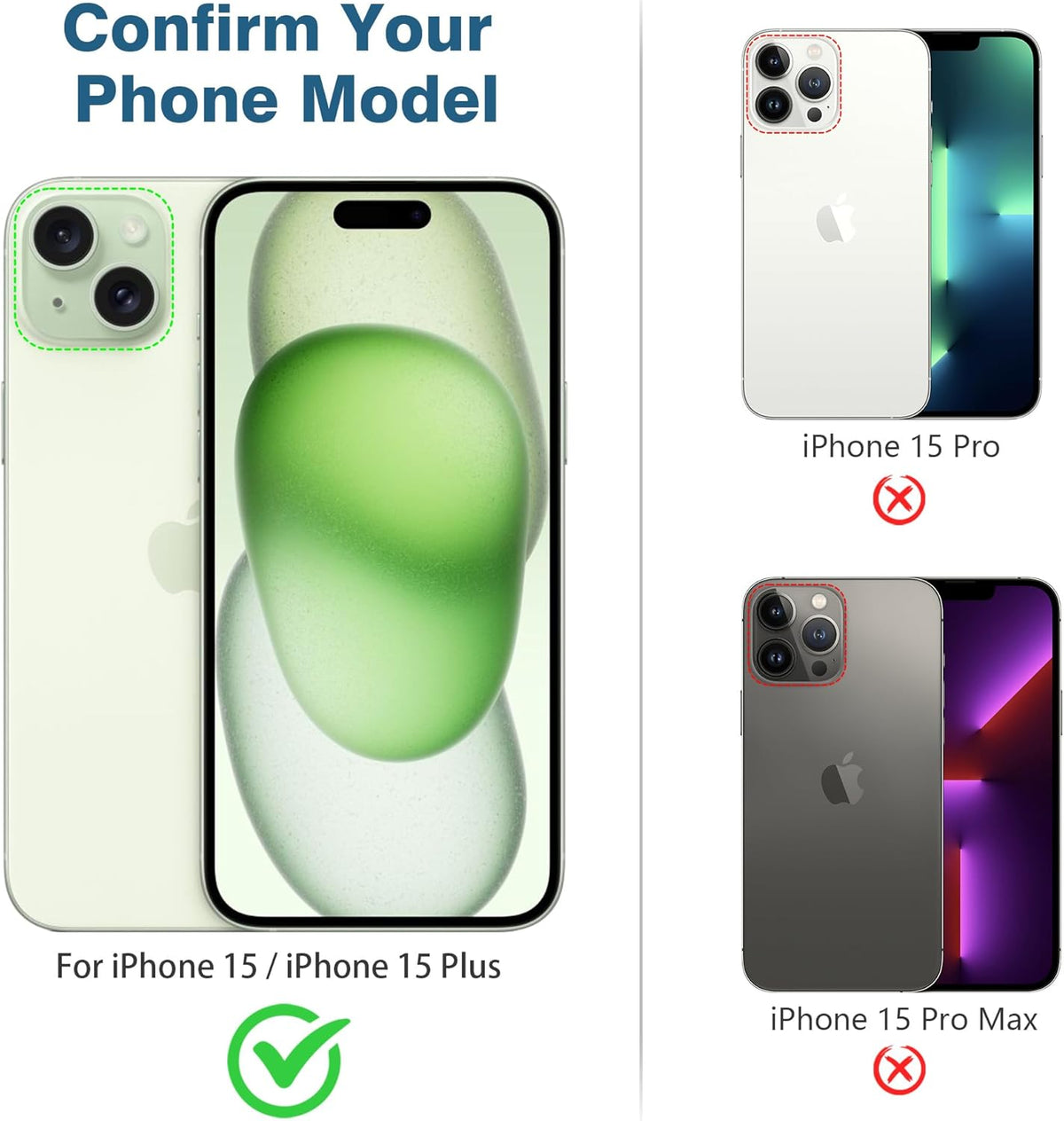 AGVEE 3+3 6 Pack for iPhone 15 6.1" / 15 Plus 6.7" Camera Lens Cover Protector, Metal Ring 9H Tempered HD Glass Camera Cover Protector Film, Green