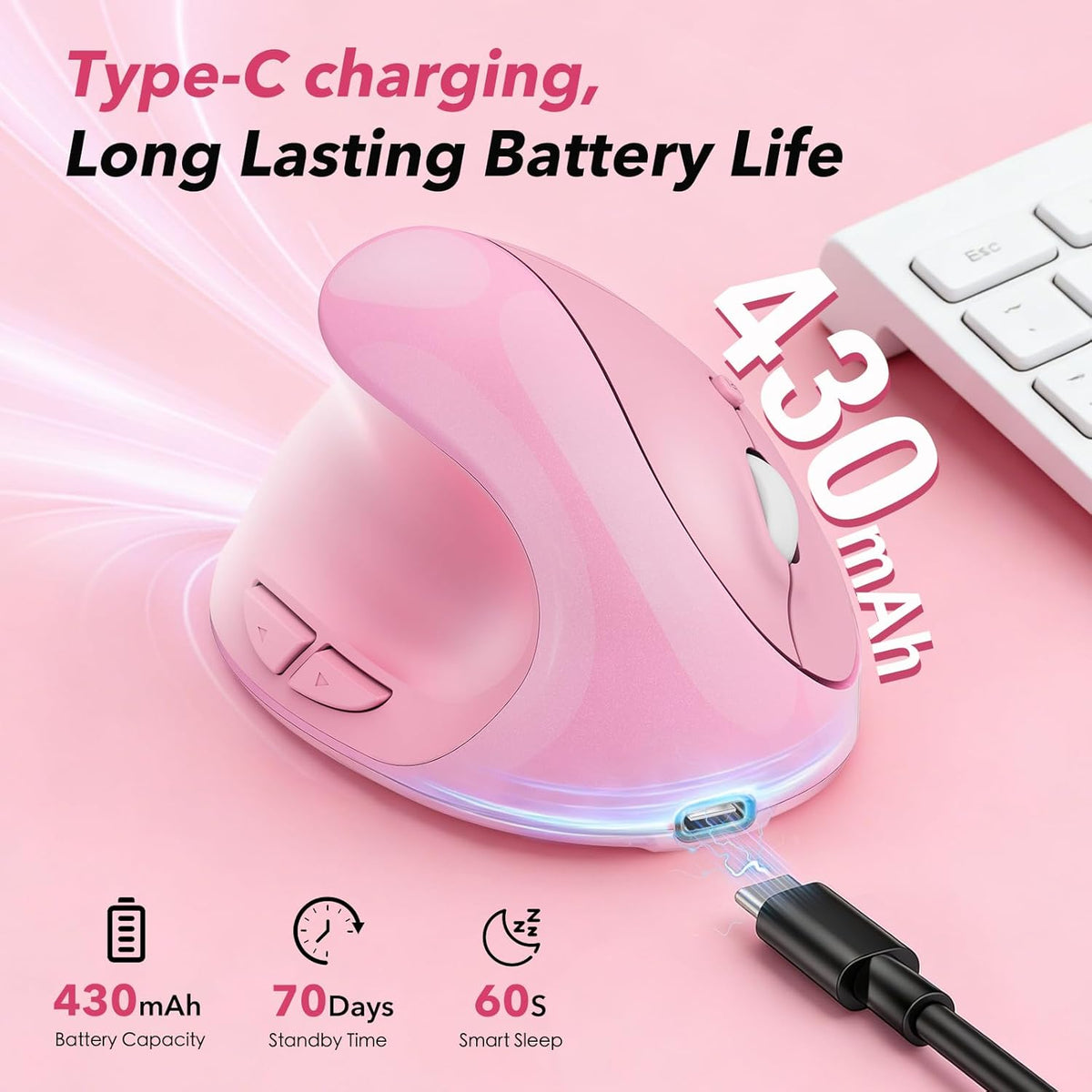 Generic Rechargeable,2.4G Left Handed Ergonomic Mouse Jiggler,Vertical Wireless & USB Carpal Tunnel Lefty Mice