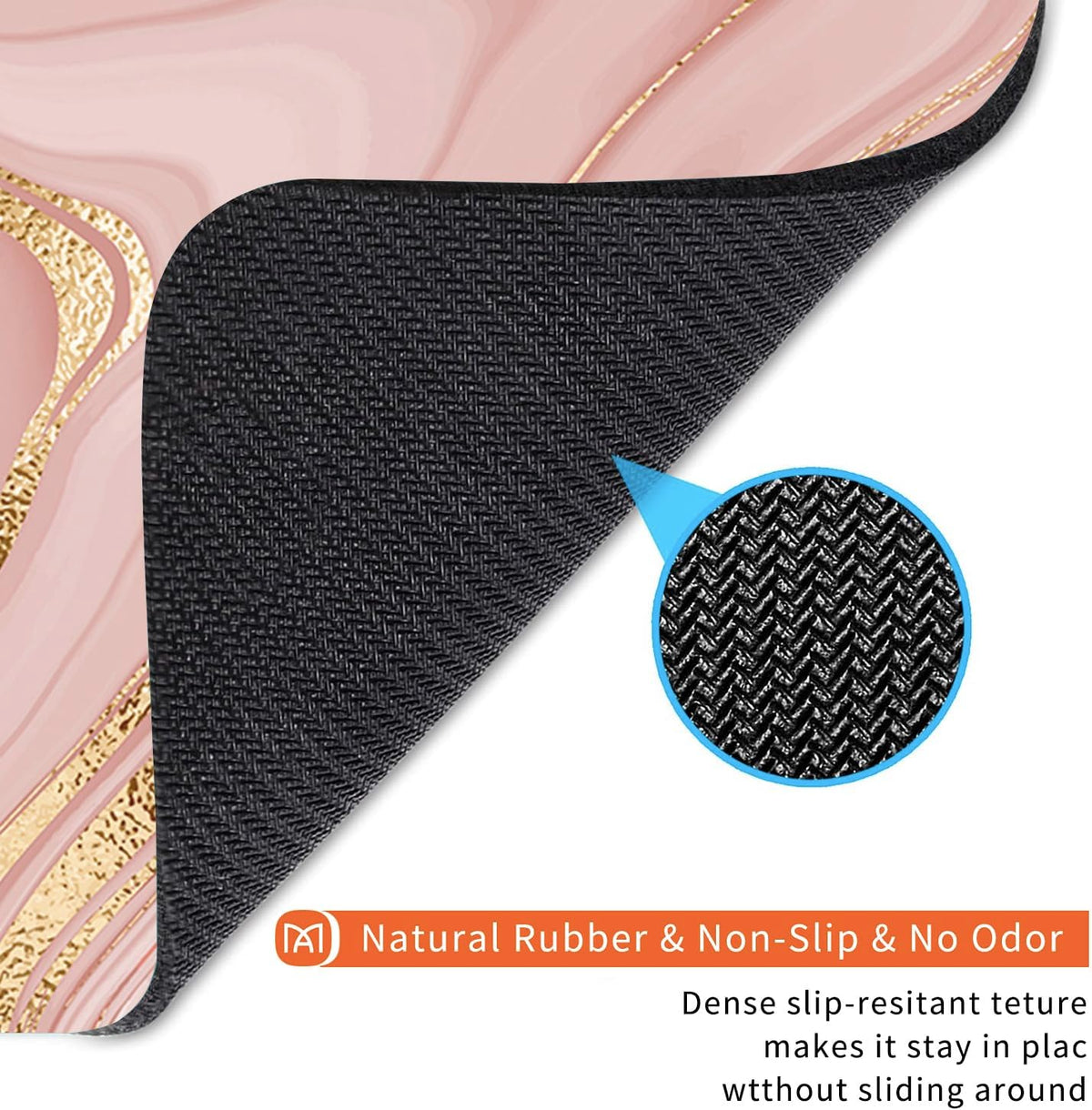 Square Mouse Pad Pink Gold,Personalized Premium-Textured Custom Mouse Mat Design,Washable Mousepad Cloth,Non-Slip Rubber Base Computer Mouse Pads for Wireless Mouse