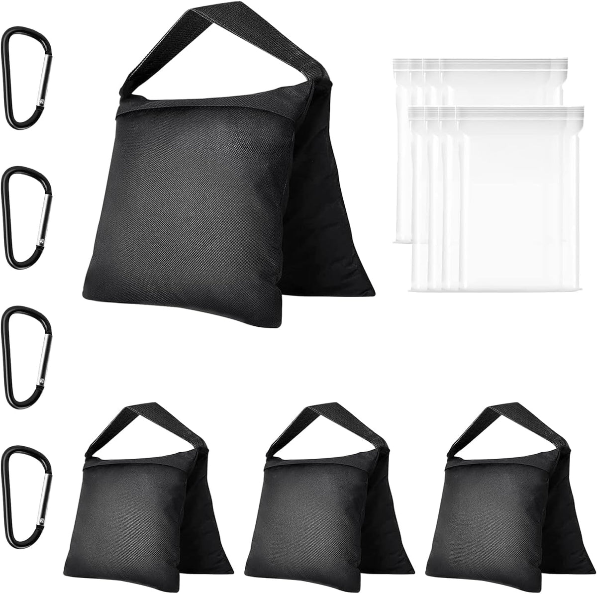 '-4 Packs Set(Black) EMART Heavy Duty Sandbag Photo Studio Weight Bag Saddlebag Design for Photography Light Stand