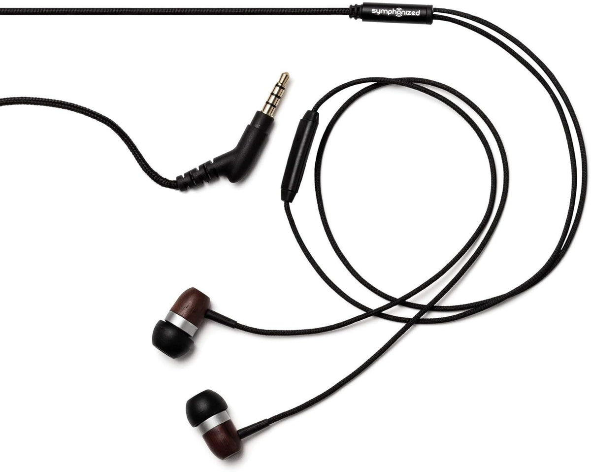 Symphonized Premium Wooden Earphones Wired (3.5mm Jack) Deep Bass Sound, 3D Sound, Microphone Volume Control, 90% Noise Cancelling for Type C Devices. Earphones for Android