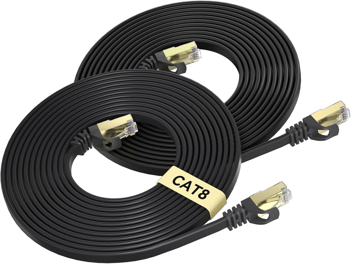 8 15 2-Pack, 40Gbps 2000MHz Cat8 RJ45 15FT BUSOHE Cat Ethernet Cable FT High Speed Flat Internet Network Patch Cord