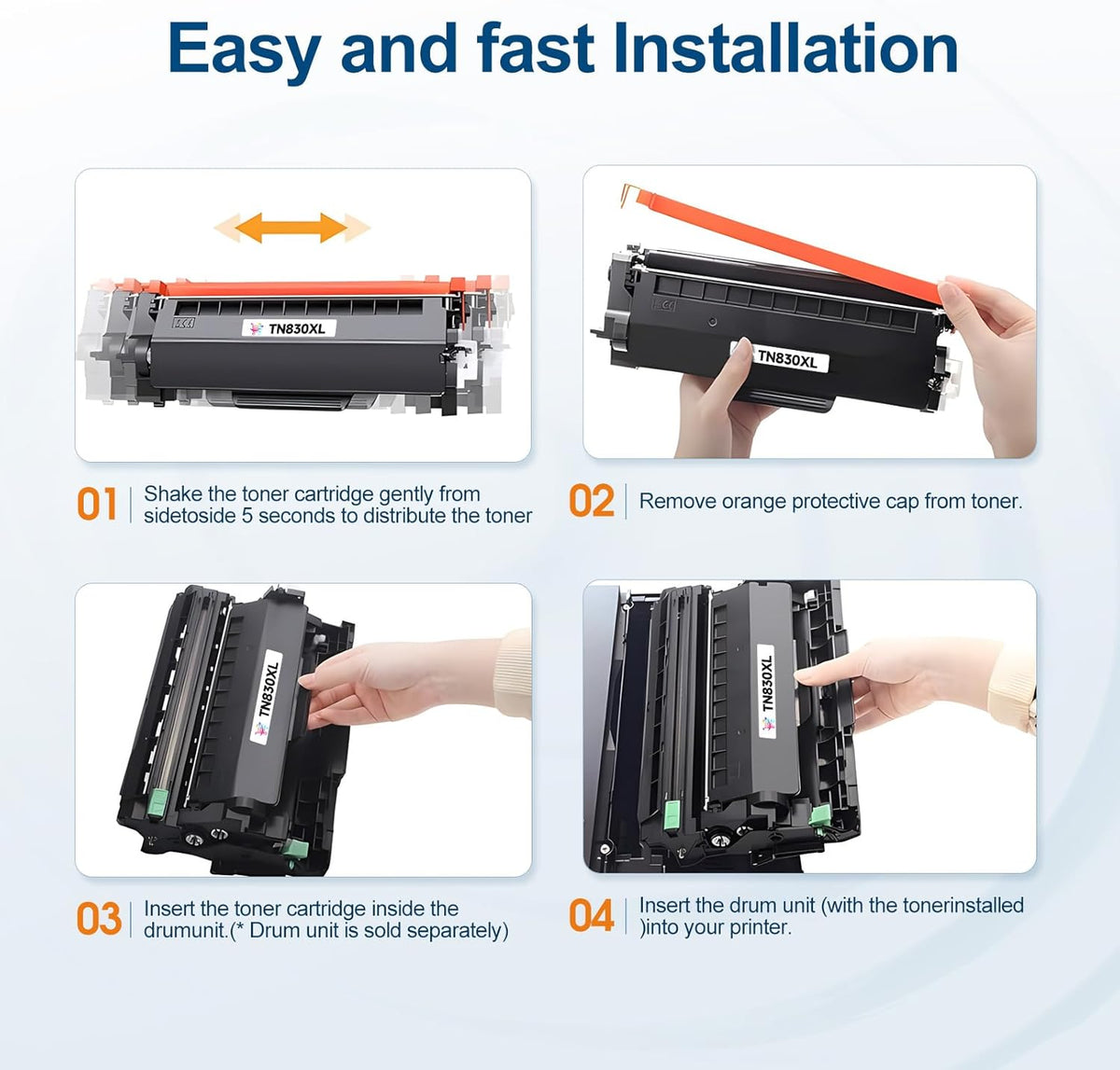 TN830XL Toner Cartridge Replacement for Brother TN830XL TN-830 TN830 TN 830 Toner Work with HL-L2460DW DCP-L2640DW HL-L2480DW HL-L2400D HL-L2405W MFC-L2820DW Printers (2 Black)