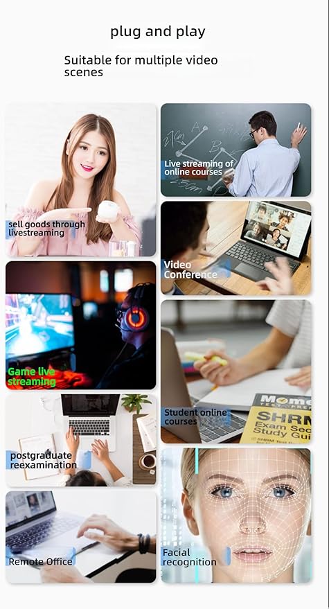 HD Webcam 4K/2K USB Camera for Desktop &amp Laptop - Plug and Play Facial Recognition Multiple Mounting Options