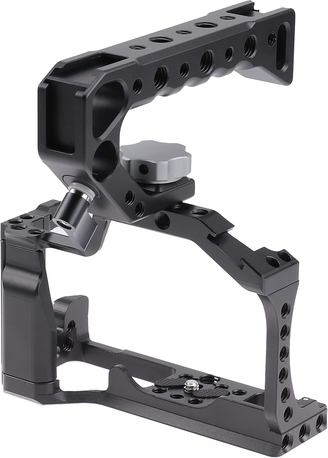 FocusFoto Camera Cage +Top/Side Handle Grip Kit, Aluminium Alloy Video Filmmaking Stabilizer Rig with Cold Shoe and 1/4" 3/8" Screw Mouting for Canon EOS M50 Mark II/M50/M5 Mirrorless Camera