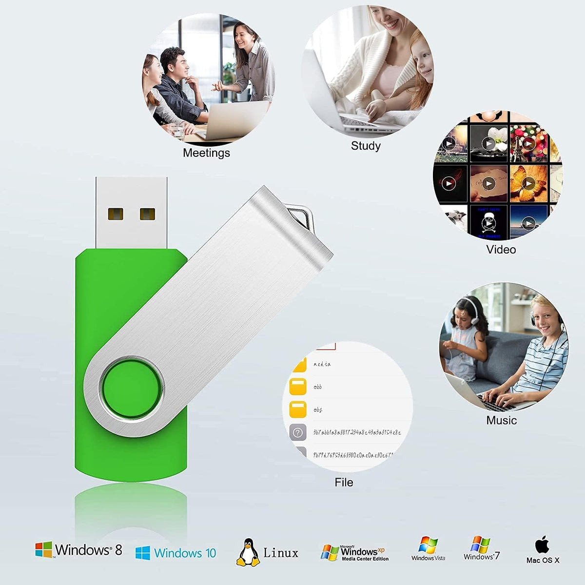 KOOTION 5 X 16GB USB Flash Drive 2.0 Thumb Drive 16 gb Memory Stick Swivel Keychain Design Mixcolor