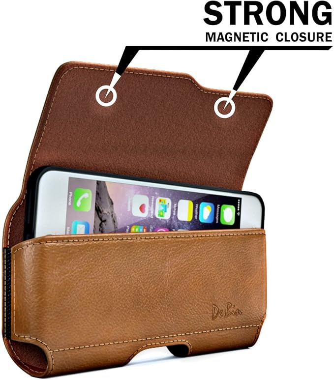 DeBin Case for Galaxy A15 A16 A17 A25 A35 A55 A54 A53 A52 A20 Note 20 10+ S25 FE S24 FE S23 FE, Cell Phone Belt Holder Holster Clip Pouch Cover (Fits Samsung Phone with Otterbox Case) Brown