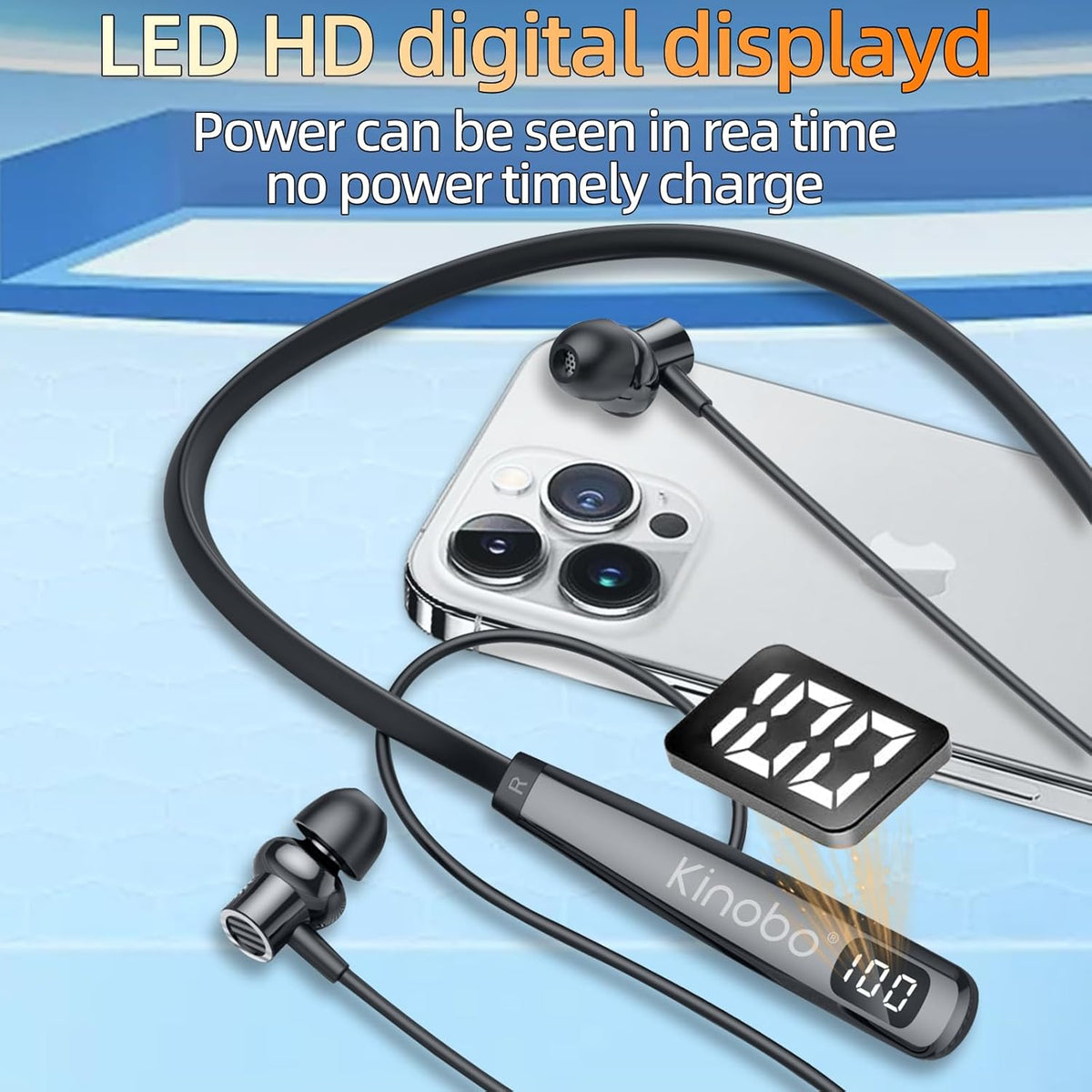 Neckband Bluetooth Headphones, 6.0 Bluetooth 100 Hours Playtime，IPX7 Sports Waterproof Earbuds with Microphone Noise Cancelling with HiFi Speakers Multiple Switchable Sound Modes