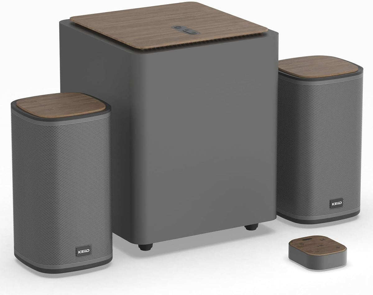 KEiiD 2.1 Bluetooth Computer Speakers with Wireless Subwoofer and Wireless Touchpad for Desktop Laptop Pc Stereo Gaming Speakers, 4 EQ Modes, Aesthetic Style with Great Sound Quality
