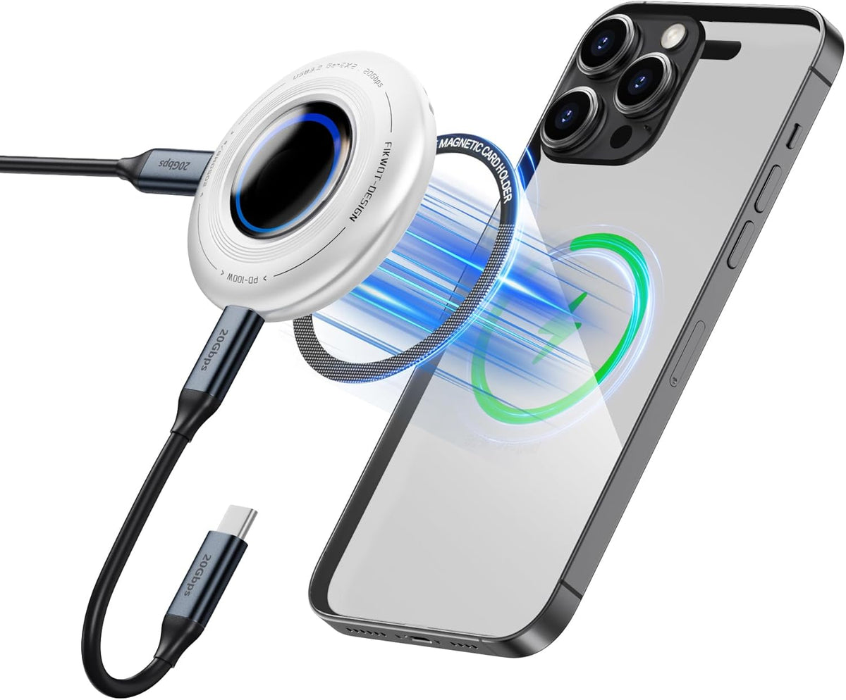 FP108 500GB Magnetic Portable SSD, External Solid State Drives with PD-100W and 2050MB/s USB-C 3.2 Gen 2x2, Play While Charging, Compatible with iPhone 16/15 Pro Max, Android, PC, Mac, Switch Lite