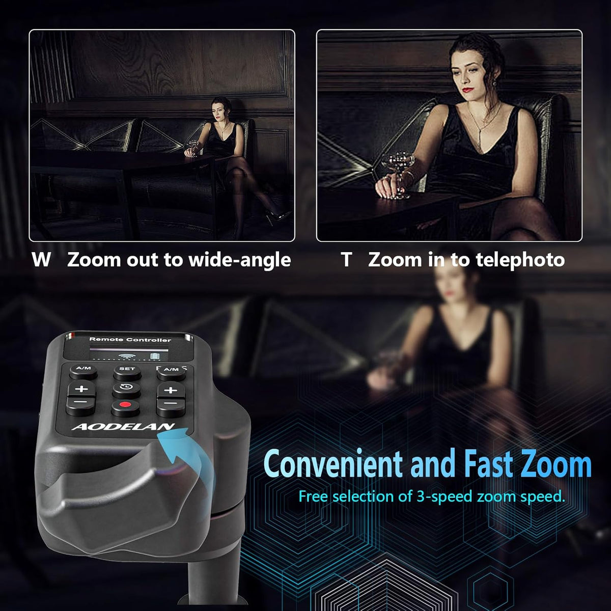 AODELAN Remote Control Camcorder Wireless Zoom Controller with LANC or 2.5mm Remote Jack for Sony and Canon, Zoom Focus IRIS Recording Playback Compatible with Canon XA50 XA55 XF405 G70 G60 /Sony NX8