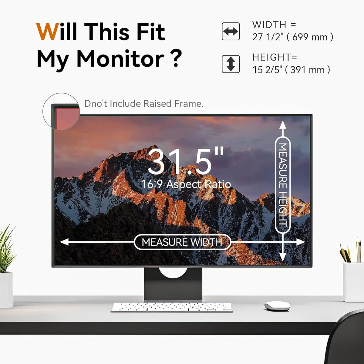 [5-Pack] 31.5 Inch Computer Privacy Screen for 16:9 Widescreen Monitor, Anti Glare Anti-UV Eye Protection Desktop PC LED Monitor Filter, Removable Anti-Scratch Screen Film 31in