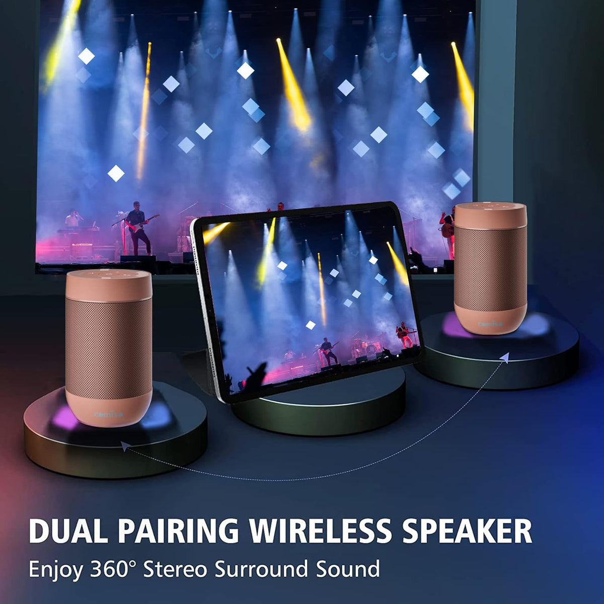 comiso Portable Bluetooth Speaker,Waterproof Speaker IP65,5.3 Bluetooth,360 HD Sound,TWS Stereo Pairing,Built in Mic, Support TF Card,Ideal Gift for Men/Women -Pink