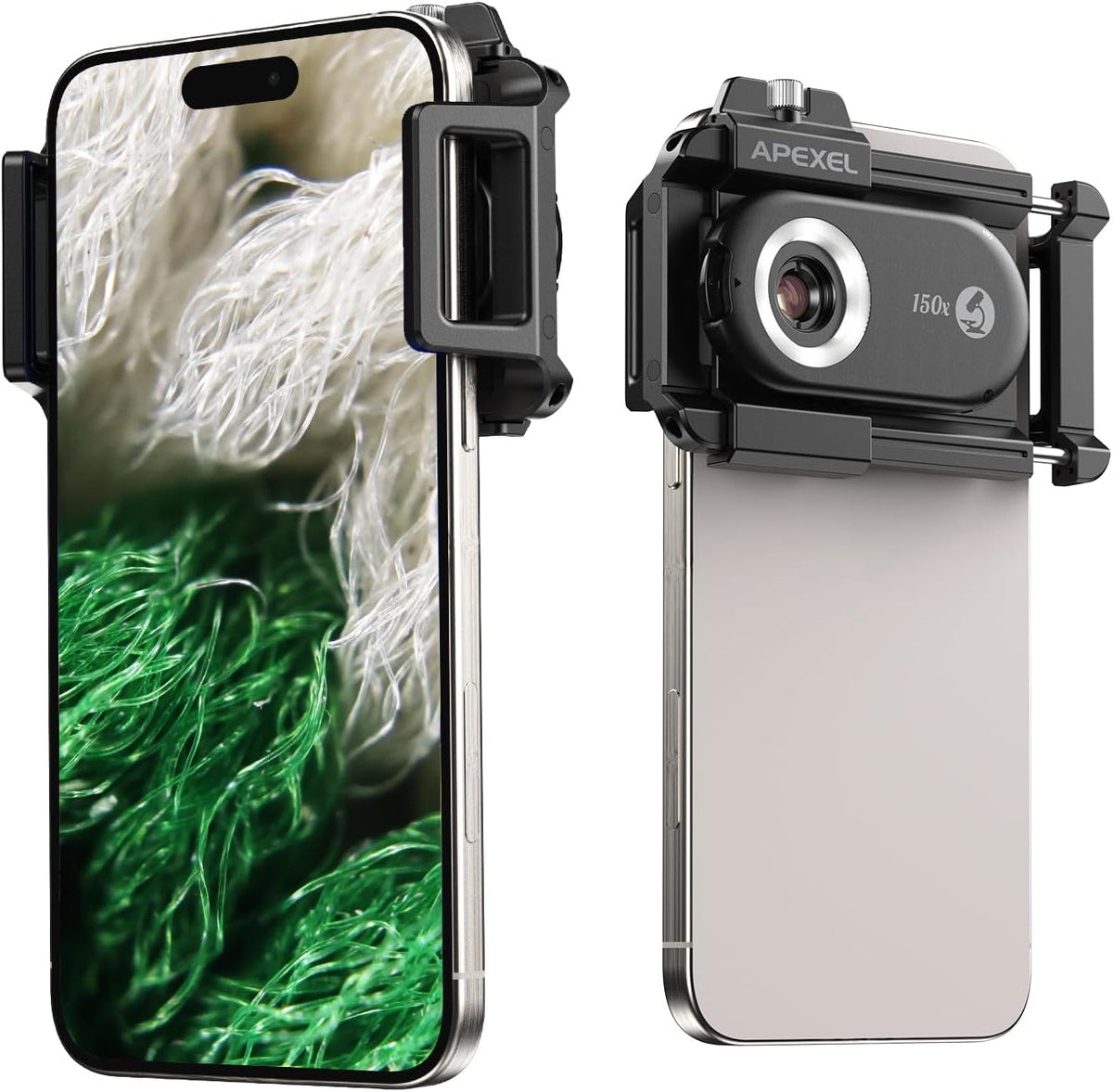 APEXEL Phone Microscope Lens, 150X Phone Micro Lens Nano Zoom for Android/iPhone With LED UV Light/CPL/Universal Clip, Mini Pocket Digital Microscope, Portable Smartphone micro lens Camera Attachments