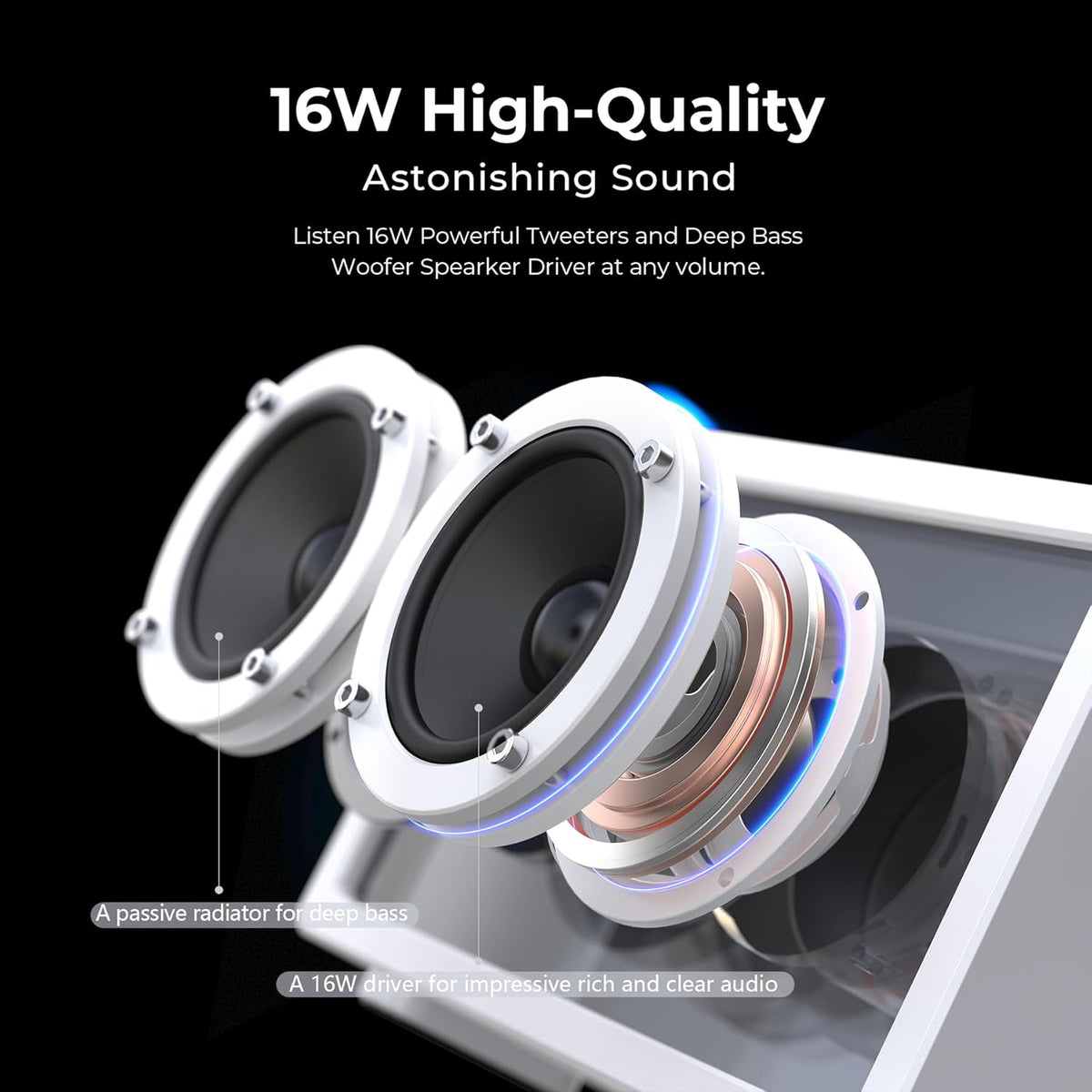 Cassette Portable Bluetooth Speaker, 16W Minimalist Speakers Bluetooth Wireless Loud, HD Powerful Sound and Wide Compatibility V5.3 for Indoor Outdoor - White