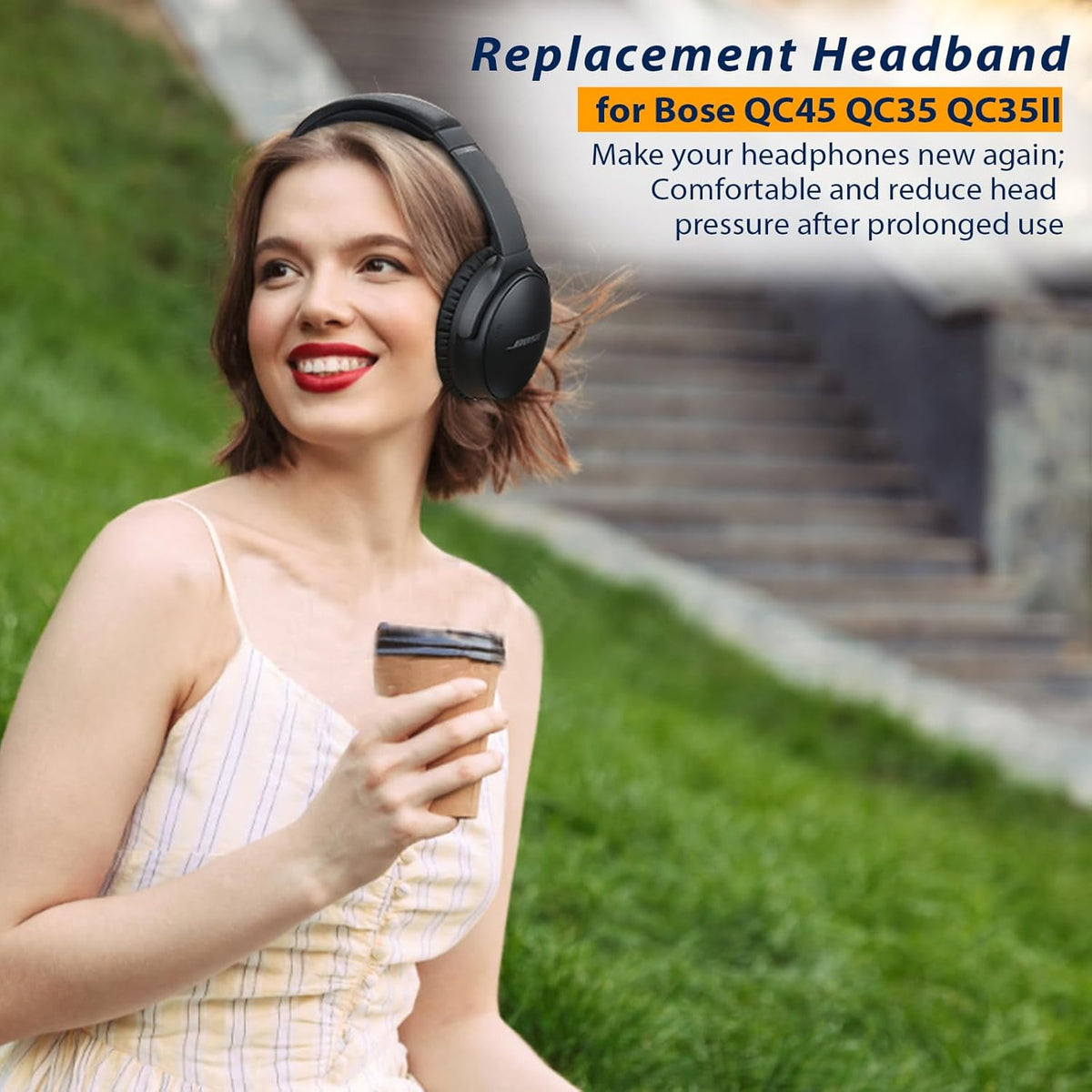 Replacement Headband Pad Kit for Bose QuietComfort 45 (QC45) QC35 QC35 II Headphones (Light Gray)