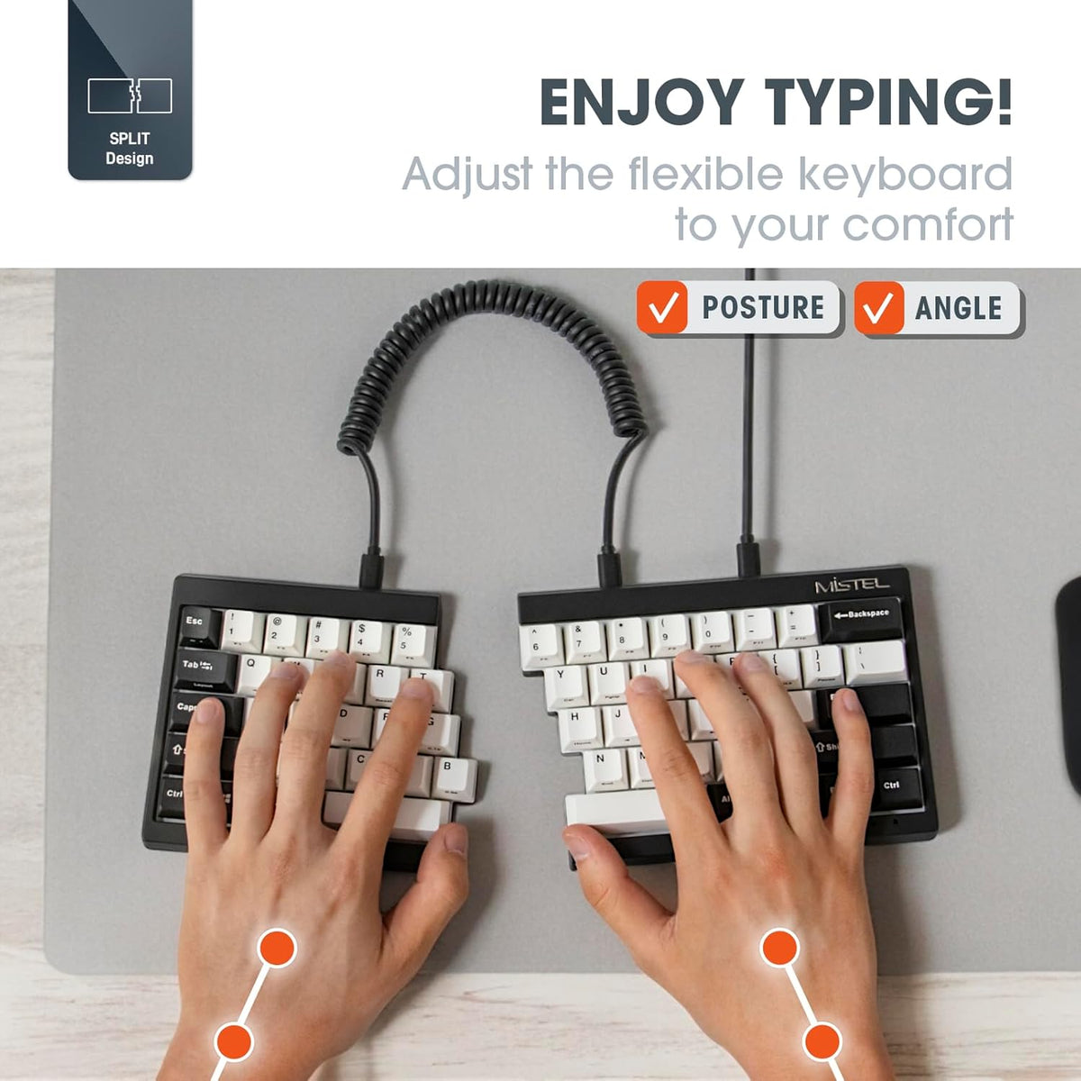 MD600 V3 RGB ORCA TKL Ergonomic Mechanical Keyboard, Cherry MX, Split Layout, PBT DoubleShot Keycap, Windows OS Compatible (Red)