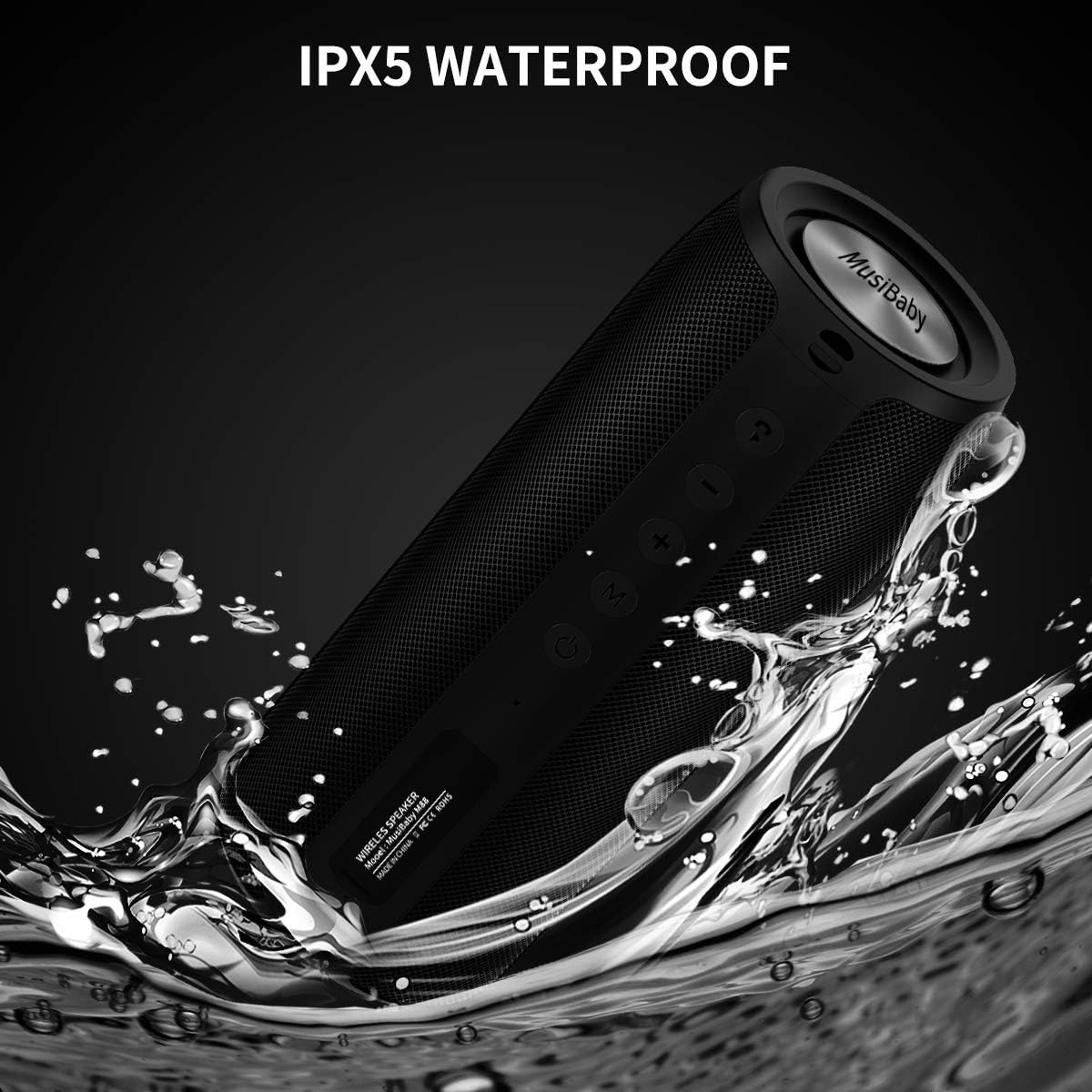 Bluetooth Speaker,MusiBaby M88 Speakers,Dual Pairing, Bluetooth 5.3,Loud Stereo Sound,Booming Bass,30H Playtime for Home& Outdoor Party,Beach,Portable Speaker,Gifts(Black)
