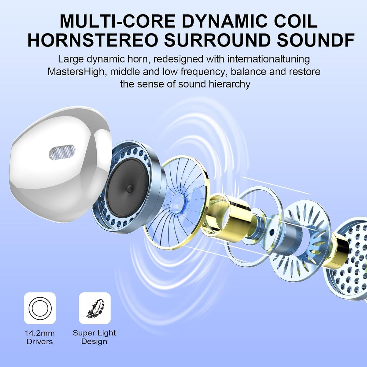 Wireless Earbuds, Bluetooth Headphones 48H Playtime Ear Buds with LED Power Display, IPX7 Waterproof Bluetooth 5.4 Earphones in-Ear Earbuds with 4 Mic for Android iOS Cell Phone Laptop, Silver
