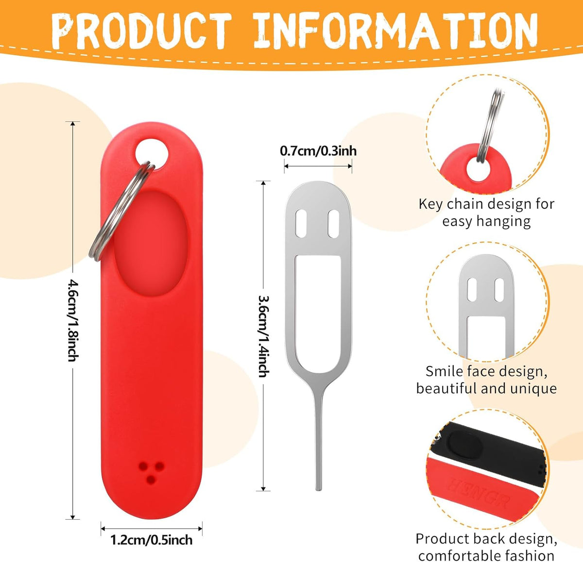 Sim Card Removal Tool Phone Chip Remover Unlock Chip Sim Card Tray Eject Pin Tool Needle Opener Ejector with Detachable Keychain Charm for Smart Phone, 4 Pieces