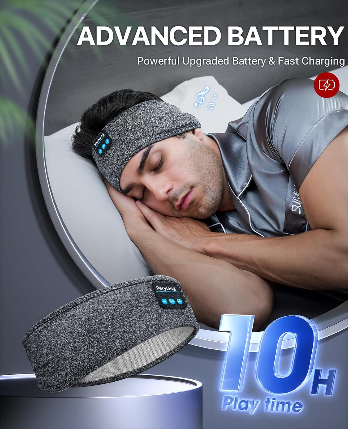 Perytong Sleep Headphones Wireless, Bluetooth Sports Headband Headphones with Ultra-Thin HD Stereo Speakers Perfect for Sleeping,Workout,Jogging,Yoga,Insomnia, Air Travel, Meditation