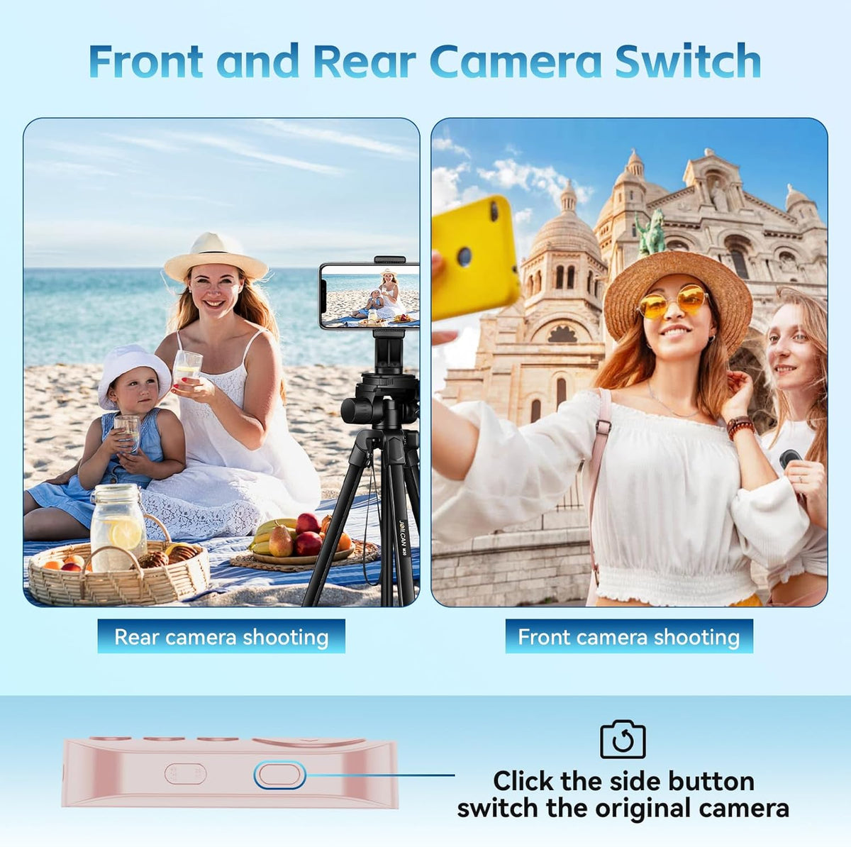 Bluetooth Camera Remote Shutter with Zoom and Front/Rear Camera Switch for Photo and Vlogging,Cllphone Remote Clicker for iOS & Android Smartphone, Wireless Video Scrolling for Tiktok