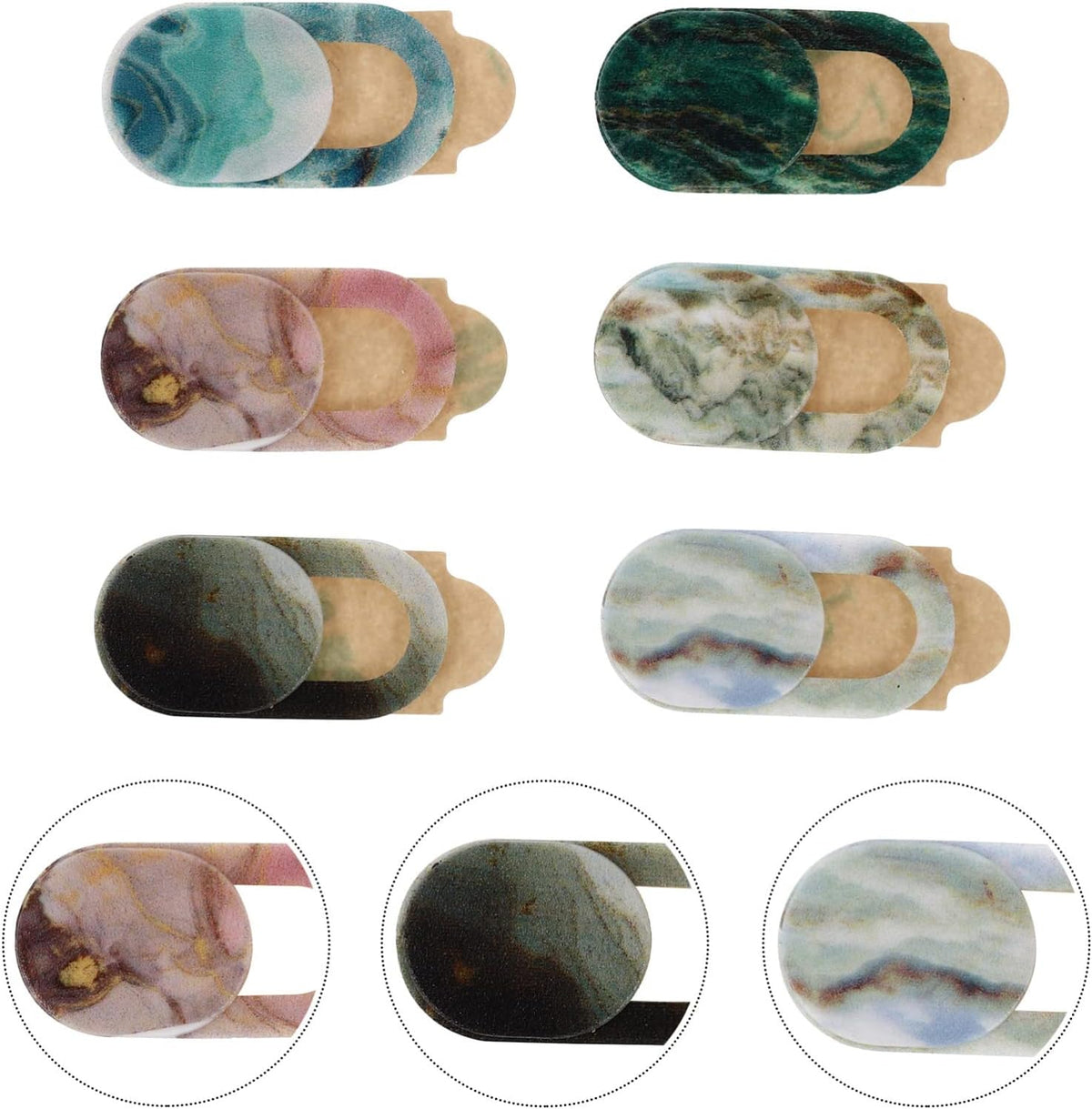 6 Pack Hemobllo Marble Pattern Webcam Privacy Covers - Compact Lightweight Camera Lens Caps for Laptop Pc Tablet