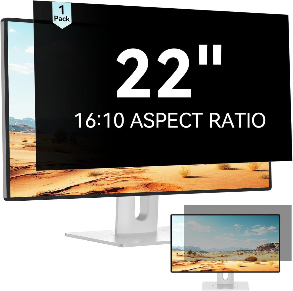 Mamol 22 Inch Computer Privacy Screen Filter for 16:10 Aspect Ratio Widescreen Monitor - Removable Anti Glare Blue Light Filter, Anti-Scratch Privacy Protector Film, Computer Screen Shield 22in