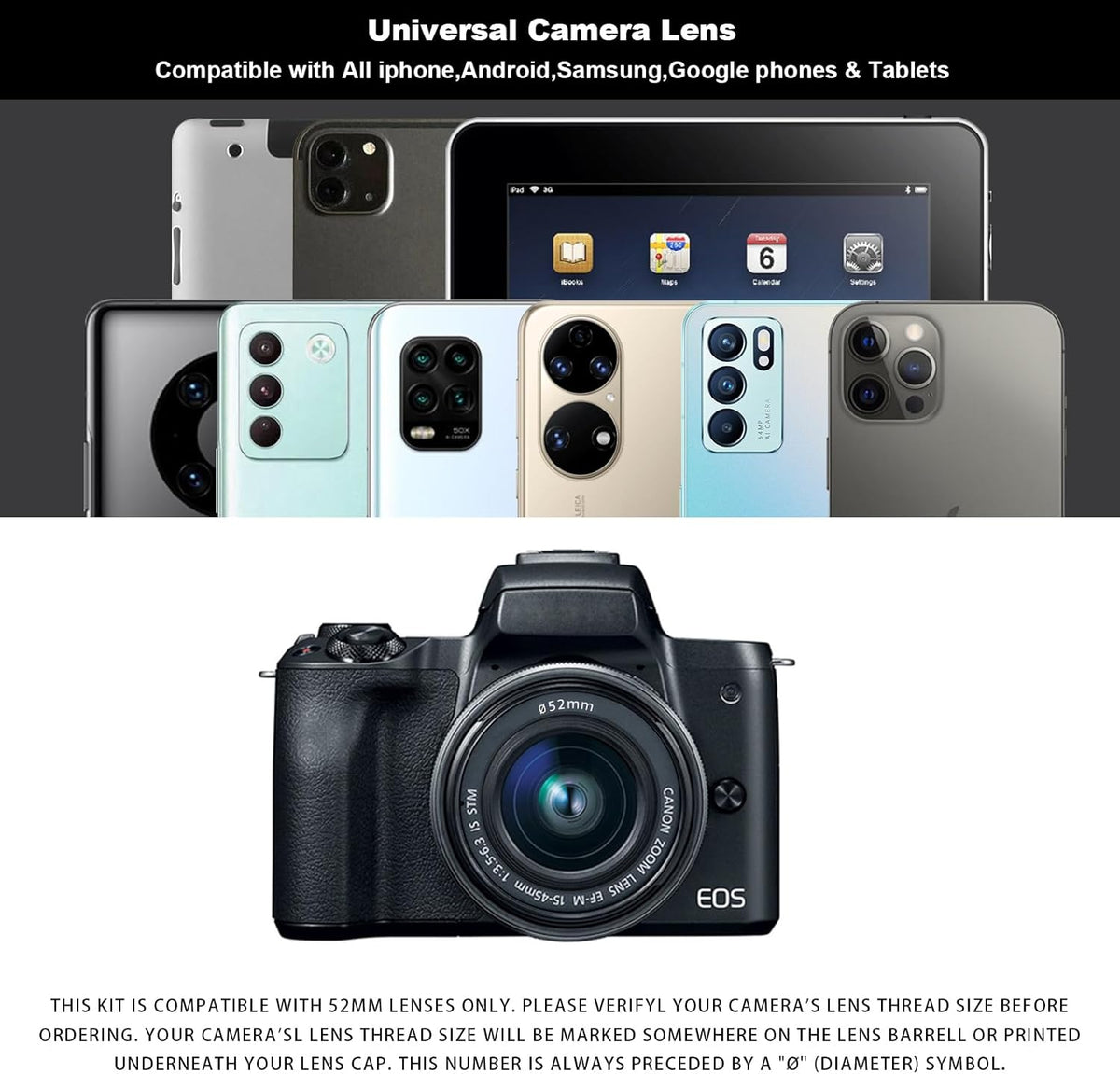 52MM Circular Polarizer Filter, Ultra Slim Multi-Coated CPL Lens Filter, Clip-on Phone Camera Filter Kit, Compatible for iPhone 15 14 13 12 11,Motorola, Google Pixel and Other Smart Phones