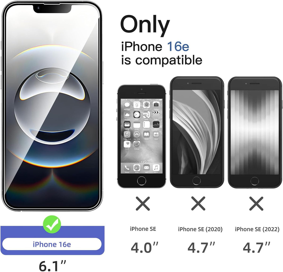 NEW'C 3 Pack Designed for iPhone 16e Screen Protector (6.1 inches),Enhanced Tempered Glass Protection,Case Friendly Scratch-proof, Bubble Free, Ultra Resistant