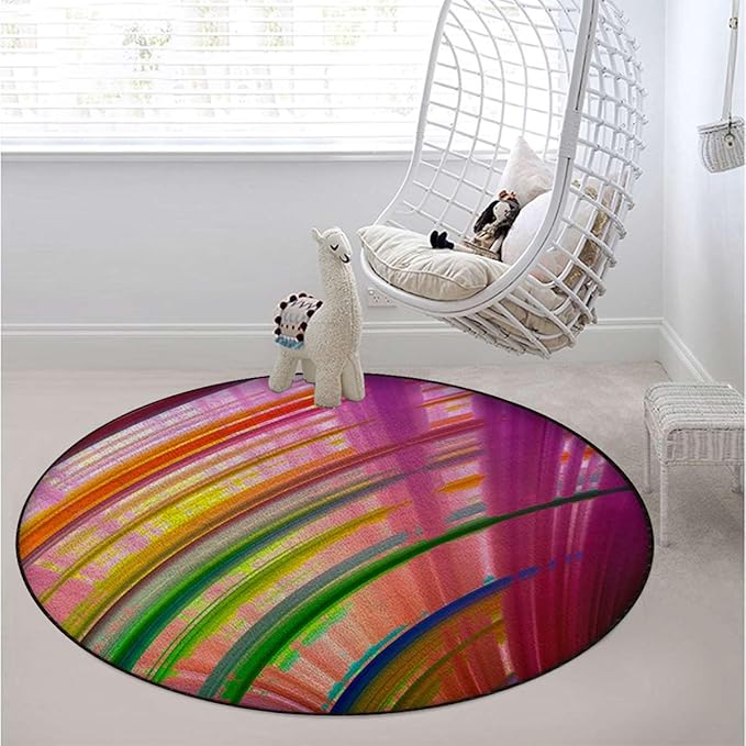 Magenta Blue Chair Mat for Hardwood Floors Tile Floors Office Chair Mat Desk Chair Mat Computer Rolling Chair Rug Floor Protector Mat Contour Stripes Modern Artwork Diameter 59 in