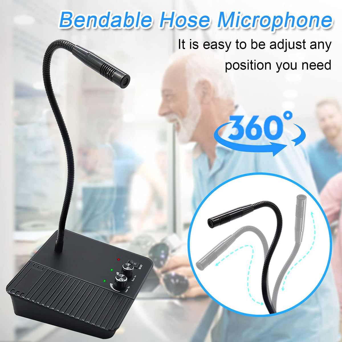 CallToU Window Speaker Intercom System Intercoms 2 Way Anti-Interference Intercommunication Microphone Counter Intercoms for Business, Bank, Office